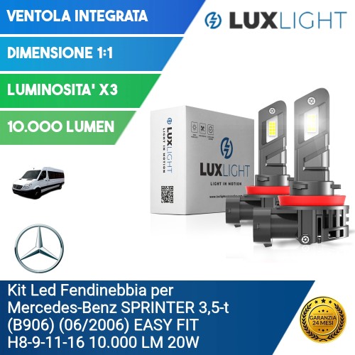 Kit Led Fendinebbia per Mercedes-Benz SPRINTER 3,5-t (B906) (06/2006) EASY FIT H8-9-11-16 10.000 LM 20W