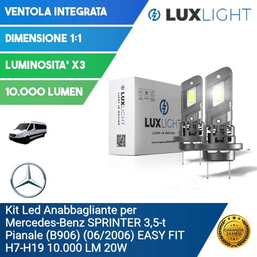 Kit Led Anabbagliante per Mercedes-Benz SPRINTER 3,5-t Pianale (B906) (06/2006) EASY FIT H7-H18 10.000 LM 20W