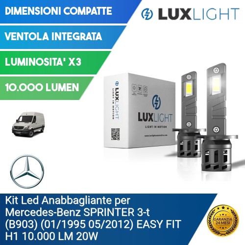 Kit Led Anabbagliante per Mercedes-Benz SPRINTER 3-t (B903) (01/1995 05/2012) EASY FIT H1 10.000 LM 20W