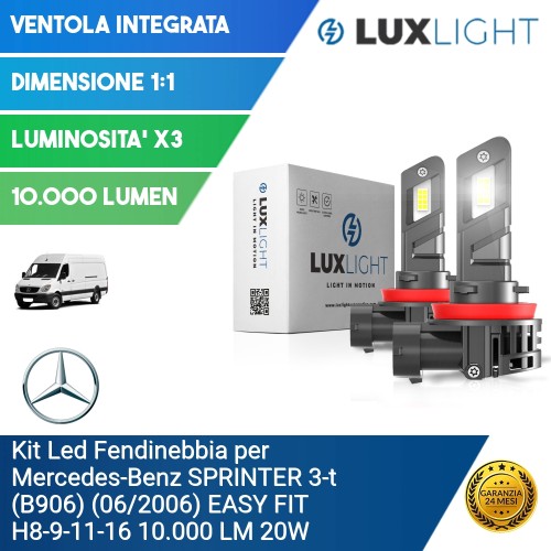 Kit Led Fendinebbia per Mercedes-Benz SPRINTER 3-t (B906) (06/2006) EASY FIT H8-9-11-16 10.000 LM 20W