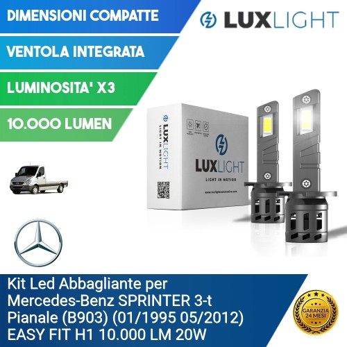 Kit Led Abbagliante per Mercedes-Benz SPRINTER 3-t Pianale (B903) (01/1995 05/2012) EASY FIT H1 10.000 LM 20W