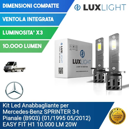 Kit Led Anabbagliante per Mercedes-Benz SPRINTER 3-t Pianale (B903) (01/1995 05/2012) EASY FIT H1 10.000 LM 20W