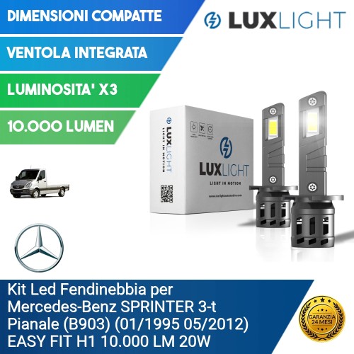 Kit Led Fendinebbia per Mercedes-Benz SPRINTER 3-t Pianale (B903) (01/1995 05/2012) EASY FIT H1 10.000 LM 20W