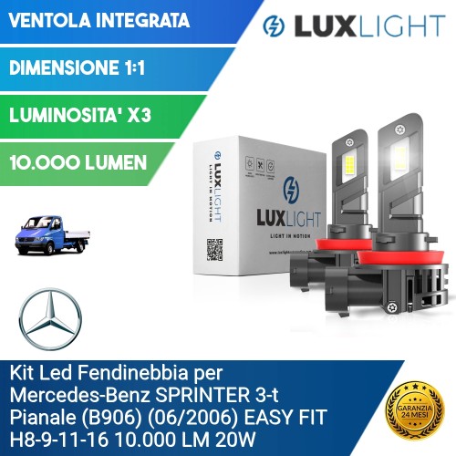 Kit Led Fendinebbia per Mercedes-Benz SPRINTER 3-t Pianale (B906) (06/2006) EASY FIT H8-9-11-16 10.000 LM 20W