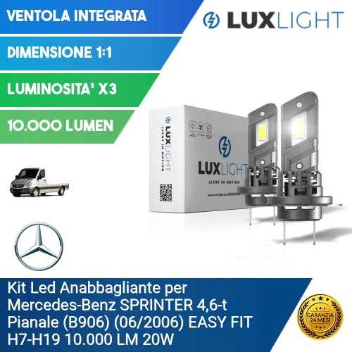 Kit Led Anabbagliante per Mercedes-Benz SPRINTER 4,6-t Pianale (B906) (06/2006) EASY FIT H7-H18 10.000 LM 20W