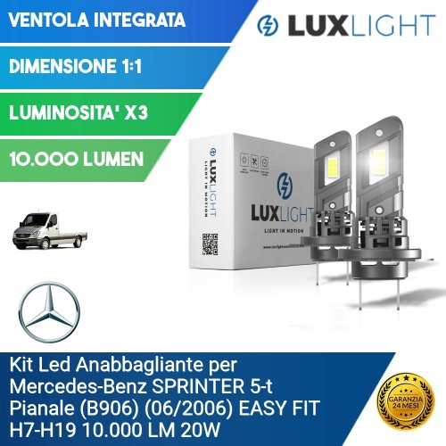 Kit Led Anabbagliante per Mercedes-Benz SPRINTER 5-t Pianale (B906) (06/2006) EASY FIT H7-H18 10.000 LM 20W