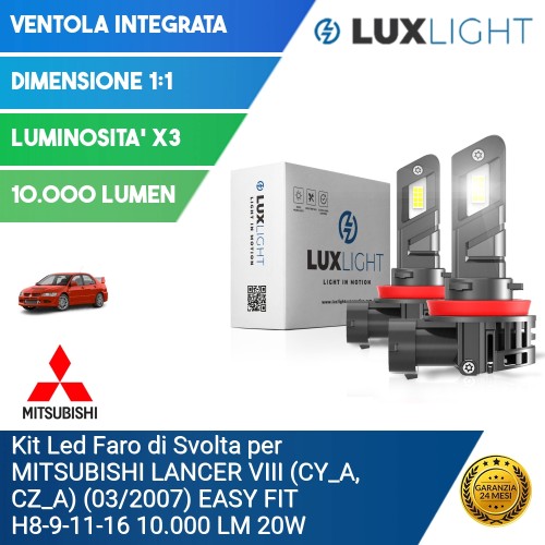 Kit Led Faro di Svolta per MITSUBISHI LANCER VIII (CY_A, CZ_A) (03/2007) EASY FIT H8-9-11-16 10.000 LM 20W