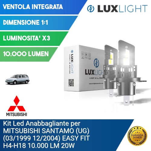 Kit Led Anabbagliante per MITSUBISHI SANTAMO (UG) (03/1999 12/2004) EASY FIT H4-H19 10.000 LM 20W