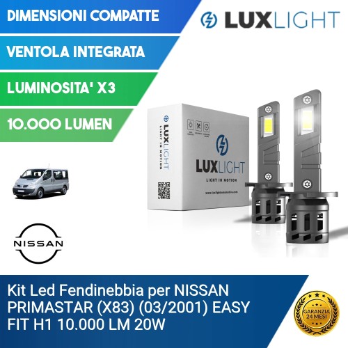 Kit Led Fendinebbia per NISSAN PRIMASTAR (X83) (03/2001) EASY FIT H1 10.000 LM 20W