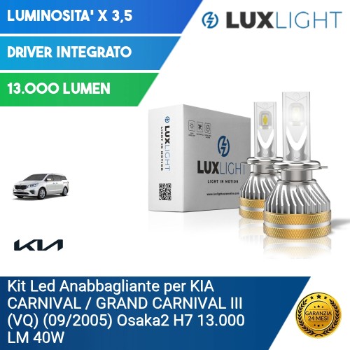 Kit Led Anabbagliante per KIA CARNIVAL / GRAND CARNIVAL III (VQ) (09/2005) Osaka2 H7 13.000 LM 40W