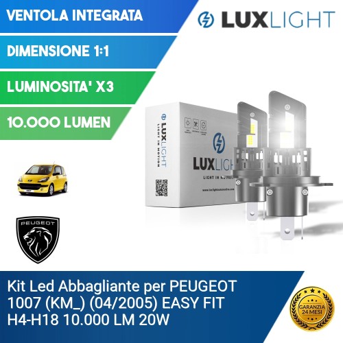 Kit Led Abbagliante per PEUGEOT 1007 (KM_) (04/2005) EASY FIT H4-H19 10.000 LM 20W