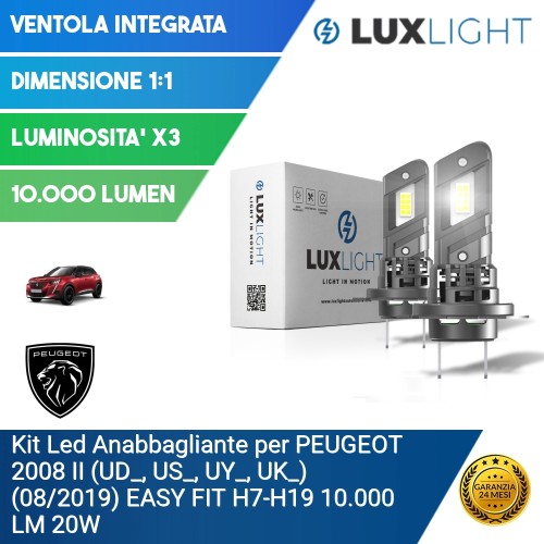 Kit Led Anabbagliante per PEUGEOT 2008 II (UD_, US_, UY_, UK_) (08/2019) EASY FIT H7-H18 10.000 LM 20W