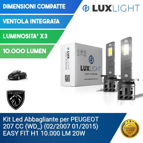 Kit Led Abbagliante per PEUGEOT 207 CC (WD_) (02/2007 01/2015) EASY FIT H1 10.000 LM 20W