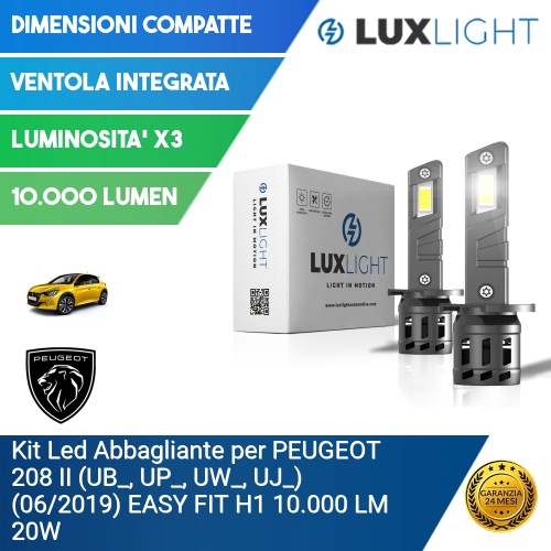 Kit Led Abbagliante per PEUGEOT 208 II (UB_, UP_, UW_, UJ_) (06/2019) EASY FIT H1 10.000 LM 20W