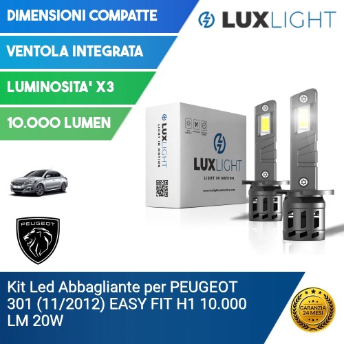 Kit Led Abbagliante per PEUGEOT 301 (11/2012) EASY FIT H1 10.000 LM 20W