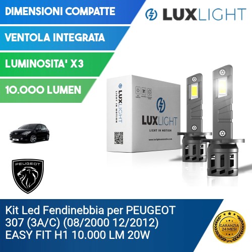 Kit Led Fendinebbia per PEUGEOT 307 (3A/C) (08/2000 12/2012) EASY FIT H1 10.000 LM 20W