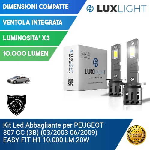 Kit Led Abbagliante per PEUGEOT 307 CC (3B) (03/2003 06/2009) EASY FIT H1 10.000 LM 20W