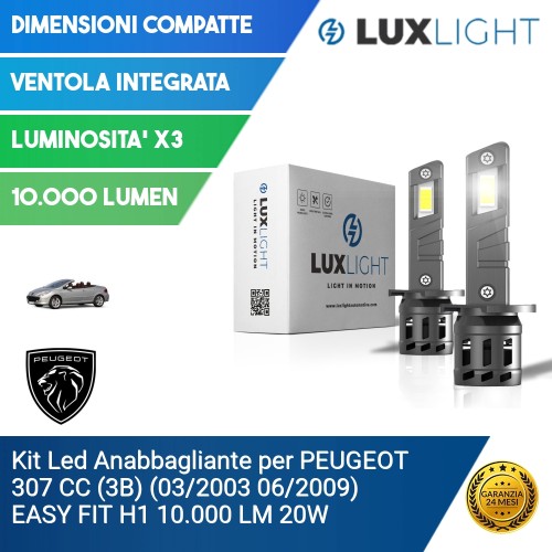 Kit Led Anabbagliante per PEUGEOT 307 CC (3B) (03/2003 06/2009) EASY FIT H1 10.000 LM 20W