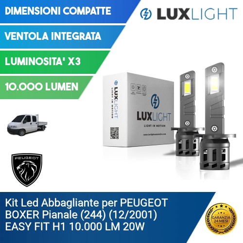 Kit Led Abbagliante per PEUGEOT BOXER Pianale  (244) (12/2001) EASY FIT H1 10.000 LM 20W