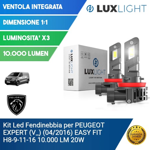 Kit Led Fendinebbia per PEUGEOT EXPERT (V_) (04/2016) EASY FIT H8-9-11-16 10.000 LM 20W