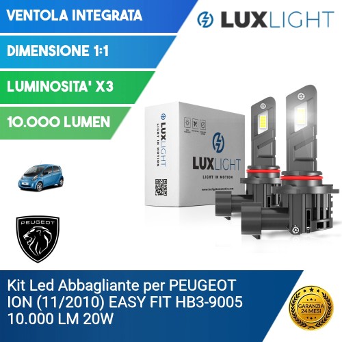 Kit Led Abbagliante per PEUGEOT ION (11/2010) EASY FIT HB3-9005 10.000 LM 20W