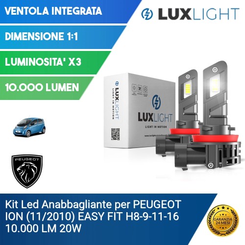 Kit Led Anabbagliante per PEUGEOT ION (11/2010) EASY FIT H8-9-11-16 10.000 LM 20W