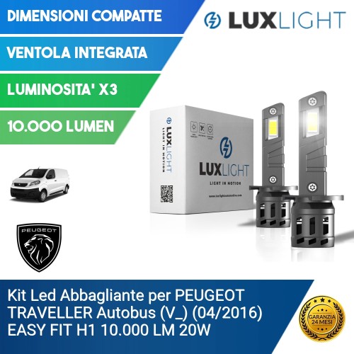 Kit Led Abbagliante per PEUGEOT TRAVELLER Autobus (V_) (04/2016) EASY FIT H1 10.000 LM 20W