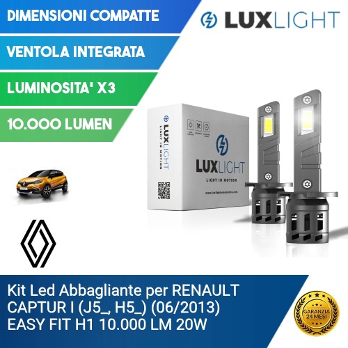 Kit Led Abbagliante per RENAULT CAPTUR I (J5_, H5_) (06/2013) EASY FIT H1 10.000 LM 20W