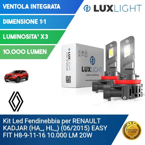 Kit Led Fendinebbia per RENAULT KADJAR (HA_, HL_) (06/2015) EASY FIT H8-9-11-16 10.000 LM 20W