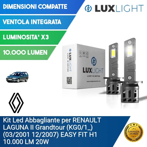 Kit Led Abbagliante per RENAULT LAGUNA II Grandtour (KG0/1_) (03/2001 12/2007) EASY FIT H1 10.000 LM 20W