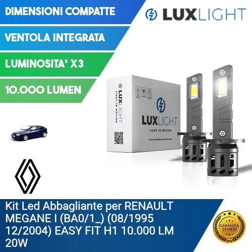 Kit Led Abbagliante per RENAULT MEGANE I (BA0/1_) (08/1995 12/2004) EASY FIT H1 10.000 LM 20W