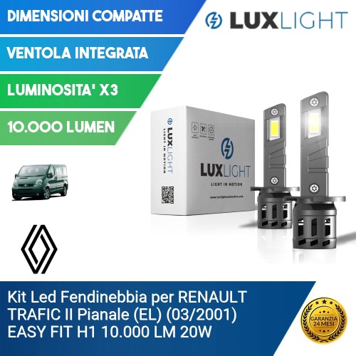 Kit Led Fendinebbia per RENAULT TRAFIC II Pianale (EL) (03/2001) EASY FIT H1 10.000 LM 20W