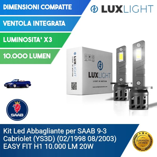 Kit Led Abbagliante per SAAB 9-3 Cabriolet (YS3D) (02/1998 08/2003) EASY FIT H1 10.000 LM 20W