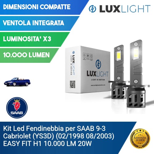 Kit Led Fendinebbia per SAAB 9-3 Cabriolet (YS3D) (02/1998 08/2003) EASY FIT H1 10.000 LM 20W