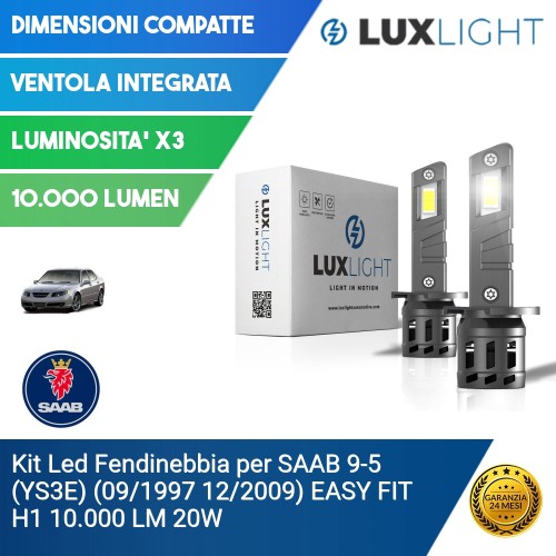 Kit Led Fendinebbia per SAAB 9-5 (YS3E) (09/1997 12/2009) EASY FIT H1 10.000 LM 20W