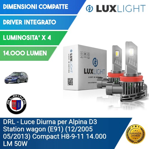 DRL - Luce Diurna per Alpina D3 Station wagon (E91) (12/2005 05/2013) Compact H8-9-11 14.000 LM 50W