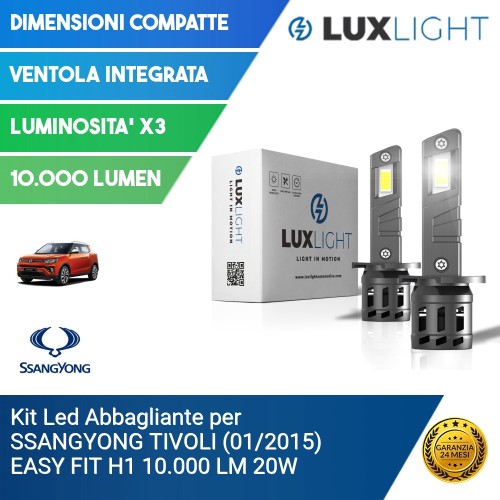 Kit Led Abbagliante per SSANGYONG TIVOLI (01/2015) EASY FIT H1 10.000 LM 20W