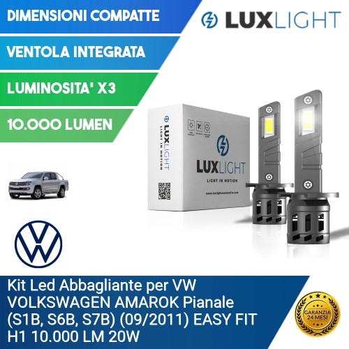 Kit Led Abbagliante per VW VOLKSWAGEN AMAROK Pianale (S1B, S6B, S7B) (09/2011) EASY FIT H1 10.000 LM 20W