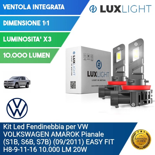 Kit Led Fendinebbia per VW VOLKSWAGEN AMAROK Pianale (S1B, S6B, S7B) (09/2011) EASY FIT H8-9-11-16 10.000 LM 20W