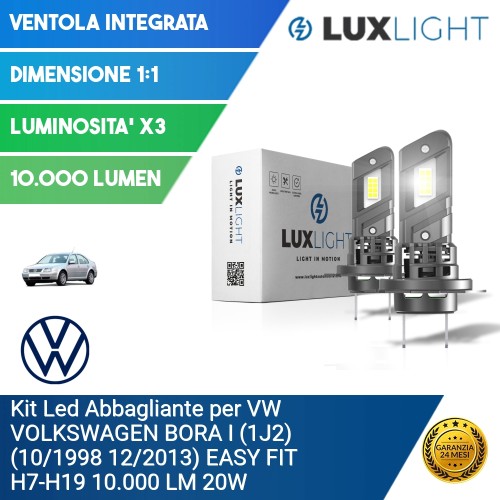 Kit Led Abbagliante per VW VOLKSWAGEN BORA I (1J2) (10/1998 12/2013) EASY FIT H7-H18 10.000 LM 20W