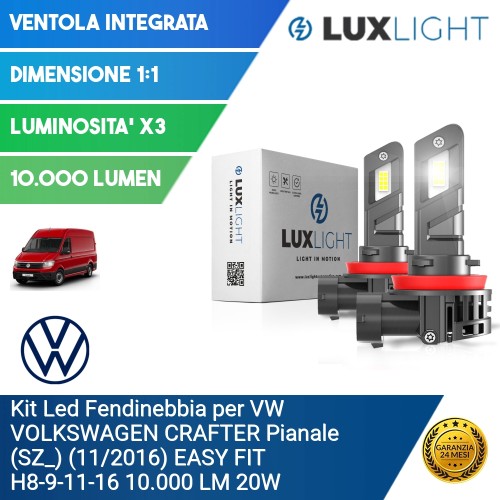 Kit Led Fendinebbia per VW VOLKSWAGEN CRAFTER Pianale (SZ_) (11/2016) EASY FIT H8-9-11-16 10.000 LM 20W