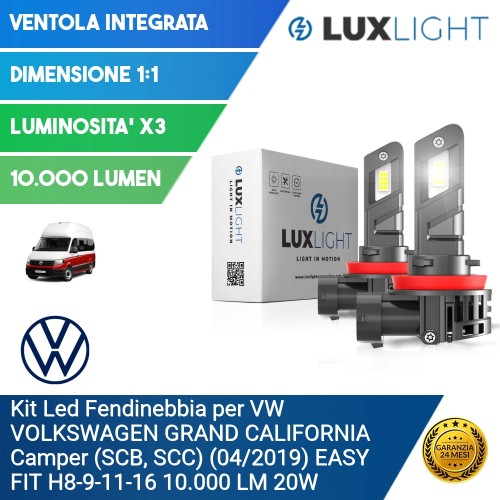 Kit Led Fendinebbia per VW VOLKSWAGEN GRAND CALIFORNIA Camper (SCB, SCC) (04/2019) EASY FIT H8-9-11-16 10.000 LM 20W