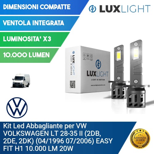 Kit Led Abbagliante per VW VOLKSWAGEN LT 28-35 II (2DB, 2DE, 2DK) (04/1996 07/2006) EASY FIT H1 10.000 LM 20W