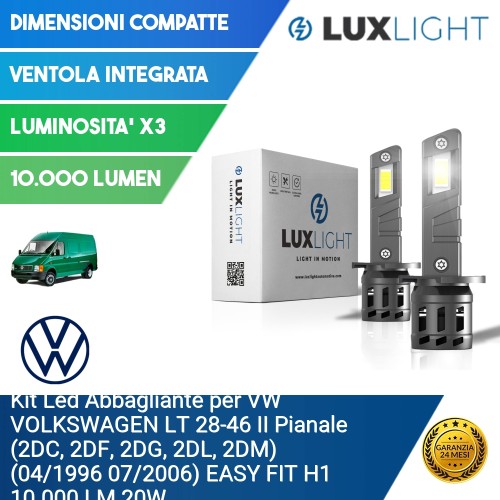 Kit Led Abbagliante per VW VOLKSWAGEN LT 28-46 II Pianale (2DC, 2DF, 2DG, 2DL, 2DM) (04/1996 07/2006) EASY FIT H1 10.000 LM 20W