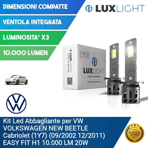 Kit Led Abbagliante per VW VOLKSWAGEN NEW BEETLE Cabriolet (1Y7) (09/2002 12/2011) EASY FIT H1 10.000 LM 20W