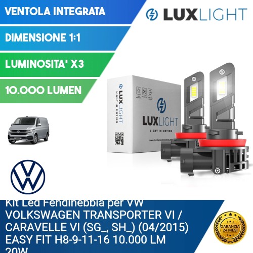 Kit Led Fendinebbia per VW VOLKSWAGEN TRANSPORTER VI / CARAVELLE VI (SG_, SH_) (04/2015) EASY FIT H8-9-11-16 10.000 LM 20W