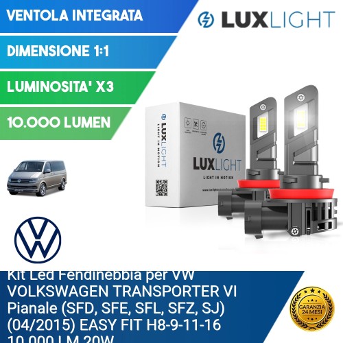 Kit Led Fendinebbia per VW VOLKSWAGEN TRANSPORTER VI Pianale (SFD, SFE, SFL, SFZ, SJ) (04/2015) EASY FIT H8-9-11-16 10.000 LM 20