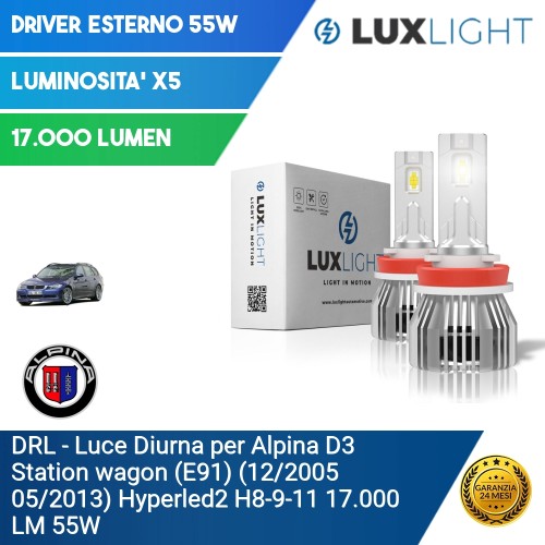 DRL - Luce Diurna per Alpina D3 Station wagon (E91) (12/2005 05/2013) Hyperled2 H8-9-11 17.000 LM 55W