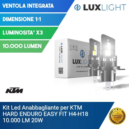 Kit Led Anabbagliante per KTM HARD ENDURO  EASY FIT H4-H18 10.000 LM 20W