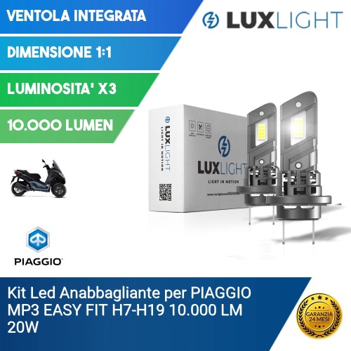 Kit Led Anabbagliante per PIAGGIO MP3  EASY FIT H7-H18 10.000 LM 20W